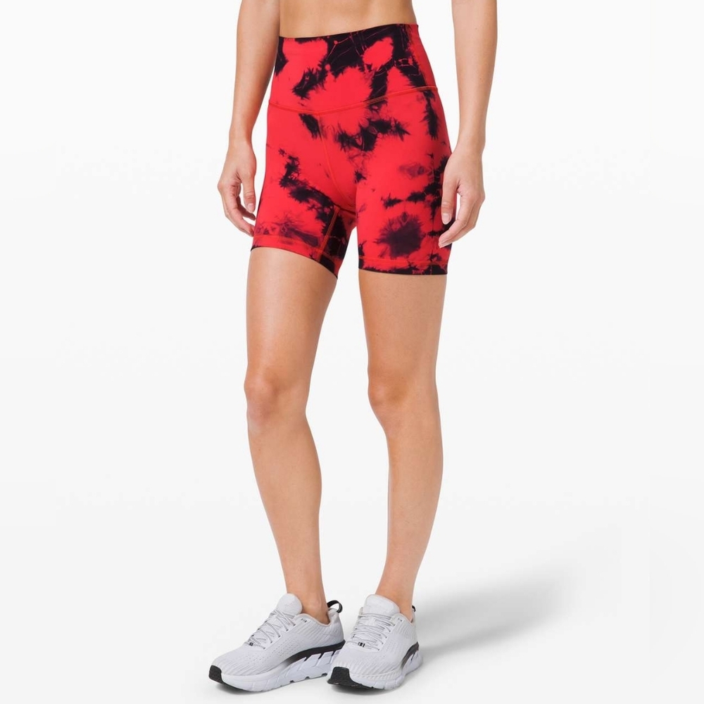 Lululemon Wunder Train High-Rise Short Tie Dye Carnation Red Black Size 0